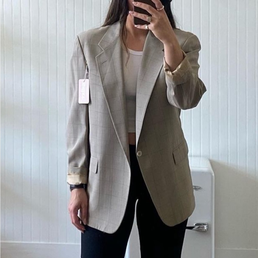 vintage thrifted oversized blazer with silk, made in Italy